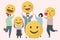 People with funny and happy emojis illustration