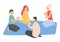 People Gambling, Friends Leisure on Mat Vector