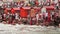 People on the Ganga river embankment, Har Ki Pauri. Har Ki Pauri is a famous ghat on the banks of the Ganges in Haridwar.