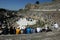 People gather amongst the Roman theatre ruins at the ancient site of Ephesus in Turkey.