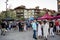 People gather around booths at the Mammoth Food & Wine Experience summer festival to