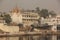 People gather to bathe at the Ghats