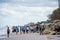 People gathering to see homes destroyed by Hurricane Nicole at Daytona Beach FL