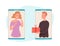 People with gift. Man gives box woman, online present service vector illustration