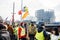 People Gilets Jaunes or Yellow Vest protest European Parliament