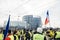 People Gilets Jaunes or Yellow Vest protest European Parliament