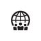 People and globe - web black icon design. Social media community concept sign. Teamwork friendship symbol. Vector illustration.