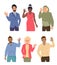 People greet gesture flat vector illustration set. People wave hello. Different nations representatives waving hand. Men