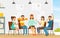 People at Group Appointment with Psychologist Vector Illustration