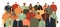 People group. Community portrait, team standing together and diverse people crowd flat vector illustration. Ethnic