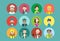 People Group Different Occupation Icon Set, Employees Mix Race Workers Banner