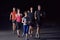 People group jogging at night
