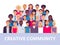 People group. Multiethnic community portrait, diverse adult people and office workers team vector illustration