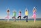 People in group practice Yoga asana on lakeside.