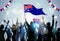 People Group Silhouette Crowd Hold Flag Australia