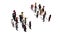 People - a group of women and men stand opposite each other - top view - on white background