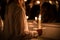 People handling candles in the hands. Christmas and lucia holidays in Sweden