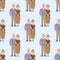 People happy senior love couple seamless pattern relationship characters lifestyle vector illustration relaxed friends.