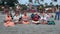 People from the Hare Krishna singing on the beach