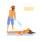 People have fun on the beach vector illustration