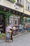 People have fun at a cosy terrace on the historic Merchants Bridge, Erfurt, Germany