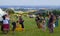 People having fun at the Green Gathering Festival with Giant Bubbles