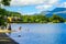 People having fun on a sunny day at the Luss Pier, Loch Lomond, Argylle and bute, Scotland, 21 July, 2016