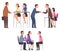 People Having Job Interview with HR Specialists Set, Business Meeting, Recruitment and Employment Service Vector