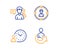 People, Headhunting and Time management icons set. Share sign. Support job, Person in target, Work time. Vector