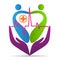 People heart care logo wellness healthcare love hospital symbol vector icon design.