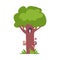 People Hiding Behind Green Tree, Man Peeking out of Hollow Vector Illustration