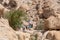 People hiking in beautiful scenic Ein Gedi National Park in southern Israel