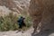 People hiking in beautiful scenic Ein Gedi National Park in southern Israel