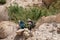 People hiking in beautiful scenic Ein Gedi National Park in southern Israel