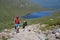 People hiking on path to the Ben Nevis summit