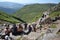 People hiking on path to the Ben Nevis summit