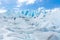 People hiking at Perito Moreno Glacier in the Los Glaciares National Park, Santa Cruz Province, Patagonia Argentina.