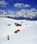 People hiking on snow , Svaneti landscape