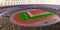 People hold Belarus flag in stadium arena. field 3d photorealistic render