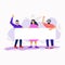 People holding blank poster illustration concept, young boy and girls holding banner vector, people holding banner and rise up han