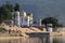 People holy ghats in the evening at sacred Sarovar lake,Pushkar,India