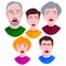 People horror faces vector extremely surprised young shock portrait frightened character emotions afraid expression