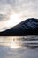 People ice skating on the frozen Vermilion lakes