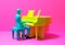 people illustration art music piano performance trend modern colourful concept. Generative AI.