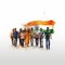 People with indian flag comming together on light background, AI Generated