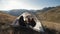 People inside the tent. on a mountainside in Montenegro mooving camera