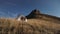 People inside the tent. on a mountainside in Montenegro mooving camera