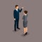 People Isometric 3D, isometric businessman and business woman, business clothes. Concept discussion, brainstorming isolated on a