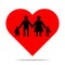 people join hands icon in red heart shape for web and design,family love concept