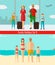 People with kids traveling on vacation. Summer holidays. Vector
